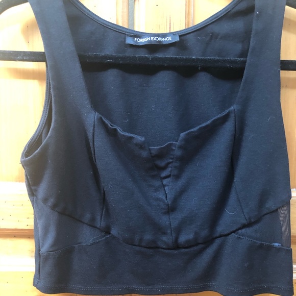 Foreign exchange mesh cutout crop top - Picture 2 of 2